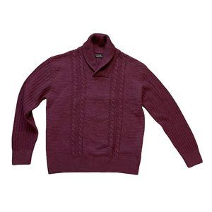 Zara‎ Wine Colored Shawl Neck Cable Knit Long Sleeve Sweater Men's Size XXL